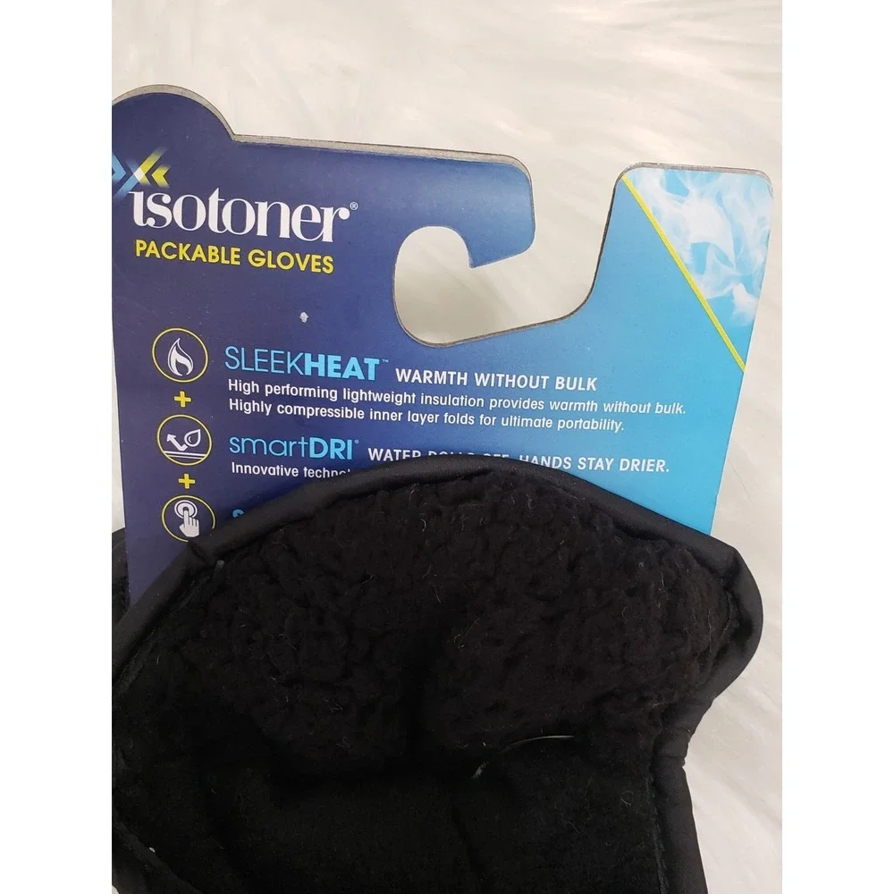 Isotoner‎ SleekHeat Packable Gloves Men's Medium SmartDri Black Touchscreen NEW